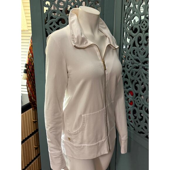Lilly Pulitzer White French Terry Zip Front Jacket-Pockets-Resort-Coastal-Size M - Picture 6 of 8